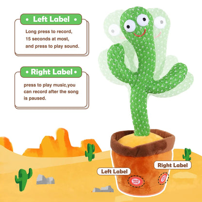 Dancing Cactus Talking Toy  Wriggle Singing Repeats What You Say Soft Plush Speaking Cactus Baby Funny Creative Kids Toys