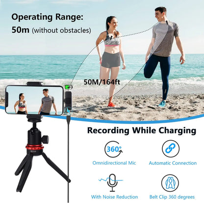 BOYA BY-V Wireless Lavalier Lapel Microphone for iPhone Android Cell Phone PC Computer Laptop Youtube Recording Streaming Vlog
